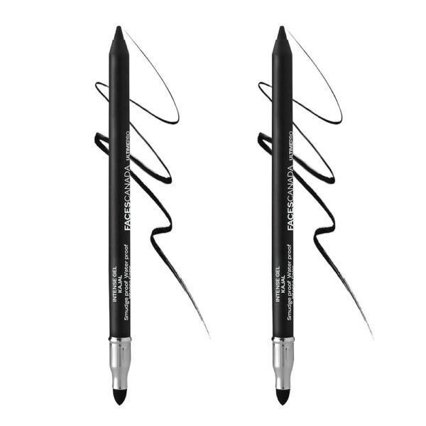 FACESCANADA Ultime Pro Intense Gel Matte Kajal With Smudger & Sharpener - Black, 1.2g | 24 Hr Long Stay | Water & Smudgeproof | One Swipe Smooth Application | 3-in-1 Kajal,...