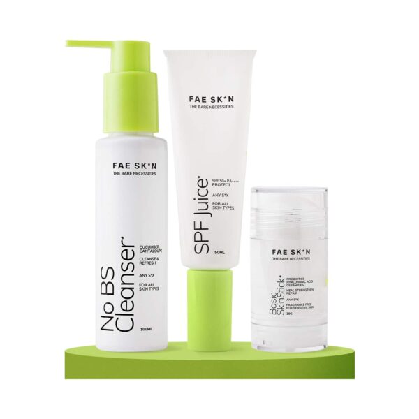 FAE BEAUTY 3-Step Healthy Skin Set - SPF Juice & Basic Skinstick & No BS Cleanser - FAE BEAUTY