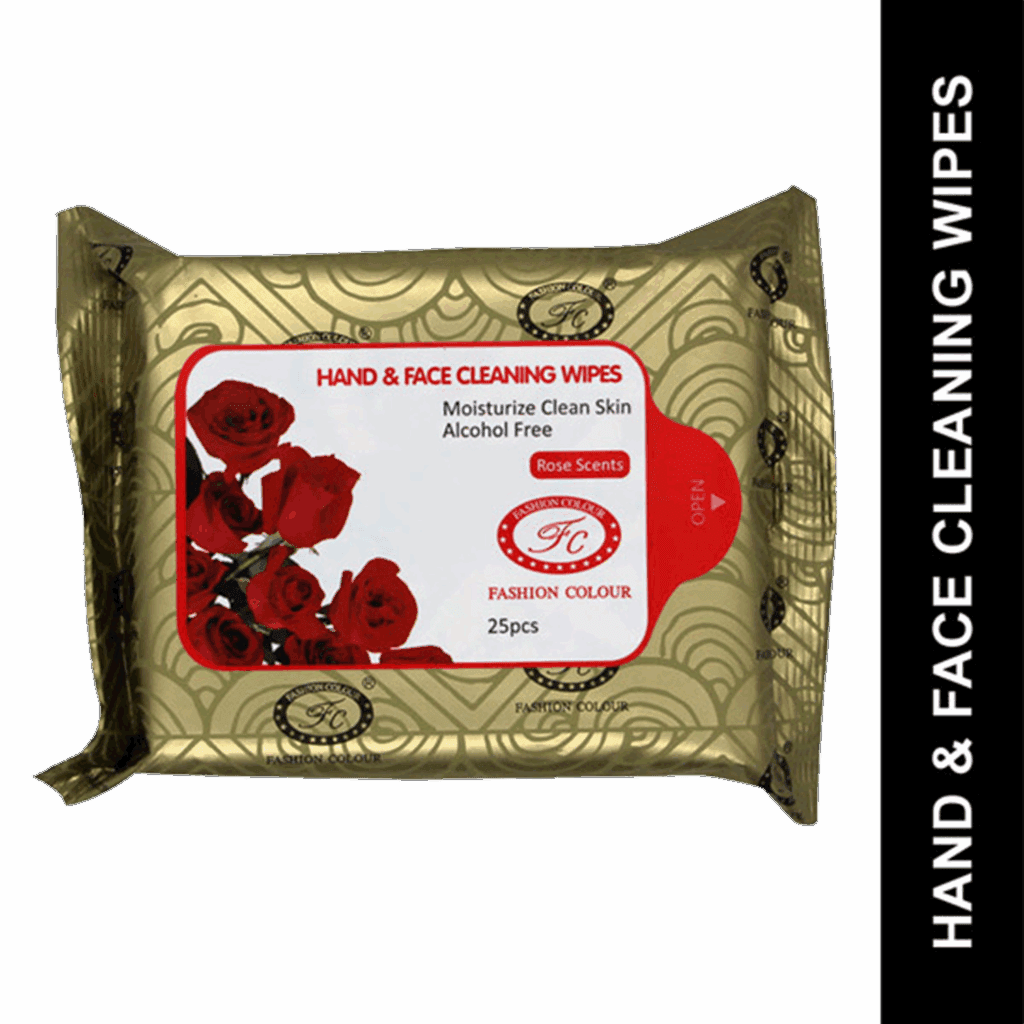 Fashion Colour Hand & Face Cleansing Wipes - Rose Scents (25 Wipes) - Fashion Colour