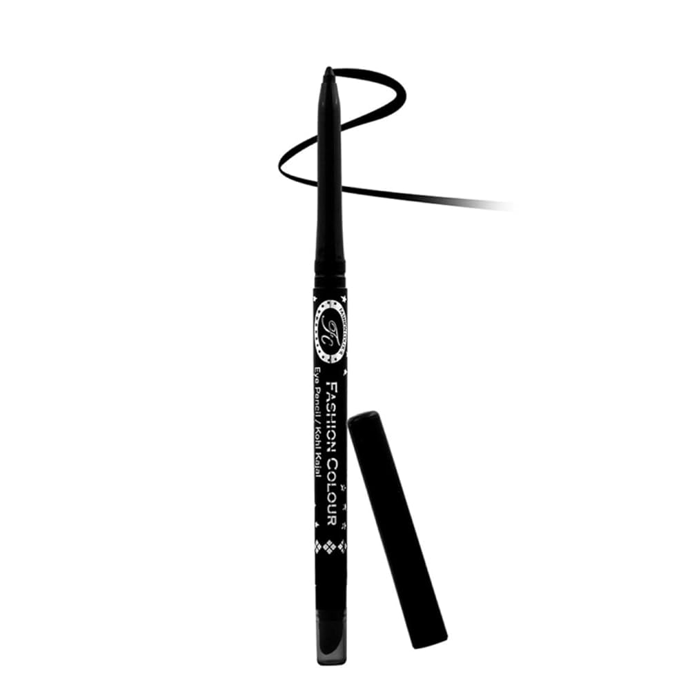 FASHION COLOUR Intense Black Kajal With Smudger(0.35g) | 12 Hr Long Stay | Waterproof & Smudgeproof | One Swipe Smooth Application | 3-In-1 Kajal, Eyeliner, Smokey Eyeshadow |...