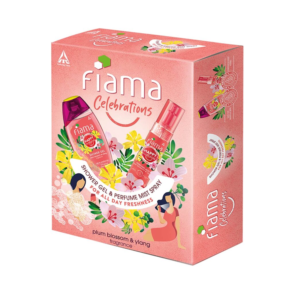 Fiama Happy Naturals Plum Blossom And Ylang Shower Gel & Perfume Mist Combo (2pcs) - Fiama