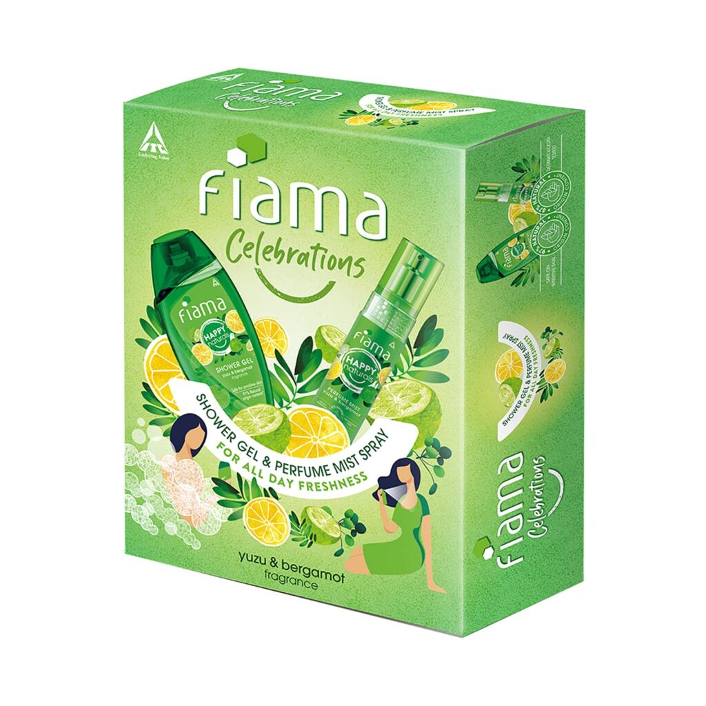 Fiama Happy Naturals Yuzu And Bergamot Shower Gel & Perfume Mist Combo (2pcs) - Fiama