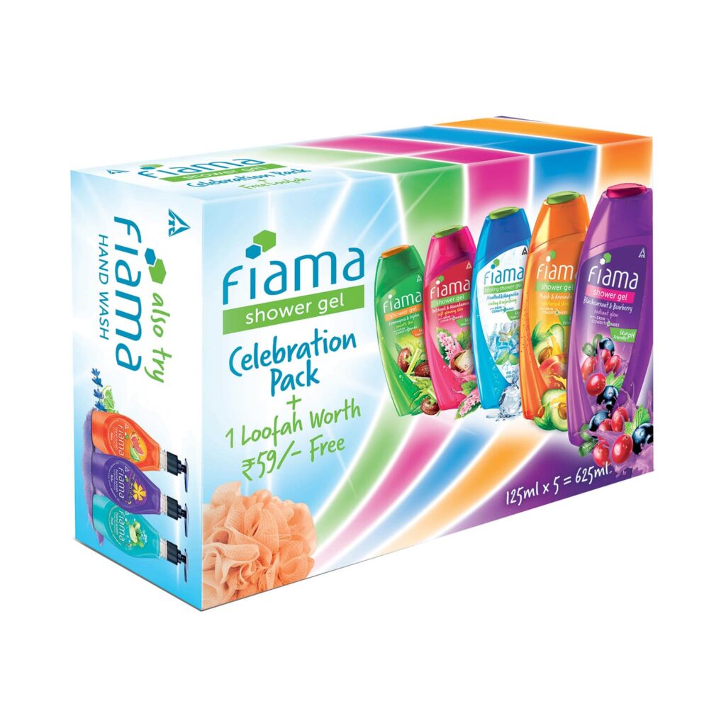 Fiama Unisex Shower Gel Celebration Pack With Free Loofah (5pcs) - Fiama