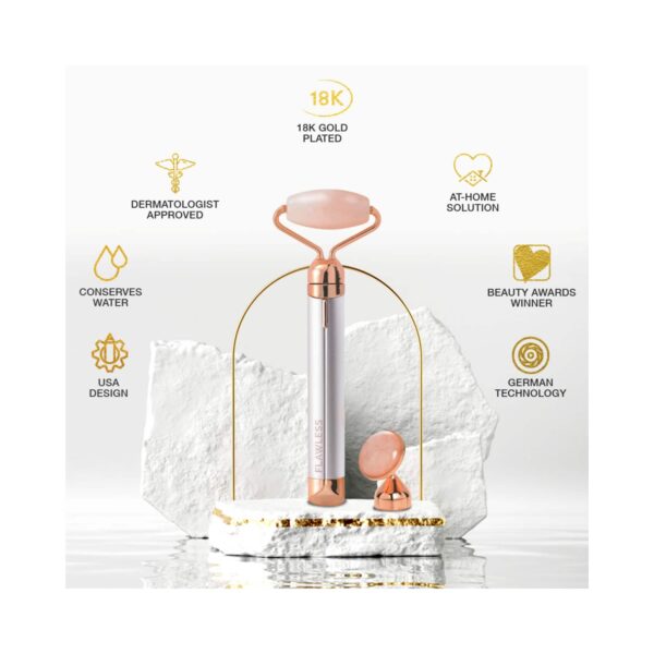 Finishing Touch Flawless Contour Vibrating Facial Rose Quartz Roller & Massager - Finishing Touch Flawless