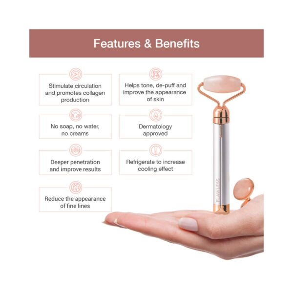 Finishing Touch Flawless Contour Vibrating Facial Rose Quartz Roller & Massager - Finishing Touch Flawless