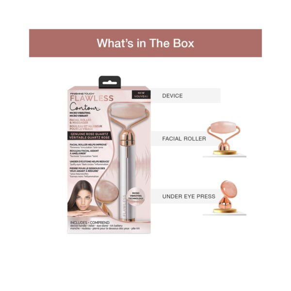 Finishing Touch Flawless Contour Vibrating Facial Rose Quartz Roller & Massager - Finishing Touch Flawless