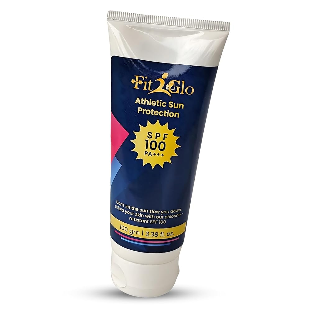 Fit2Glo Athletic Sunscreen SPF-100 PA+++ | No White Cast, Non-Greasy, Quick-Absorbing, Chlorine Water Resistant, Broad Spectrum | Maximum Sun Protection | Women & Men | All Skin...