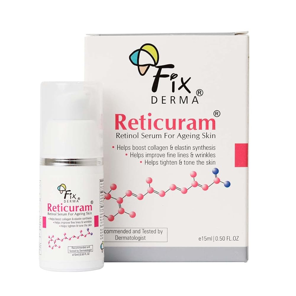 Fixderma .05% Pure Retinol Reticuram Face Serum for Anti Aging, Boost Collagen, Night Face Serum with Retinol & Vitamin C to Reduce Fine Lines & Wrinkles for Unisex - 15ml