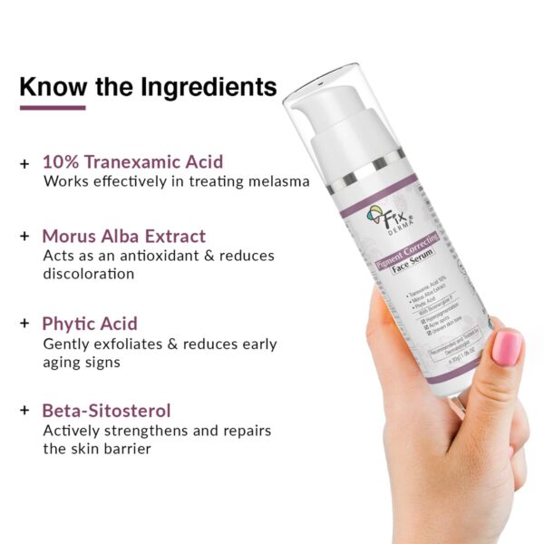 Fixderma 10% Tranexamic Acid Pigment Correcting Serum for Hyperpigmentation & Acne Spots (30 g) - Fixderma