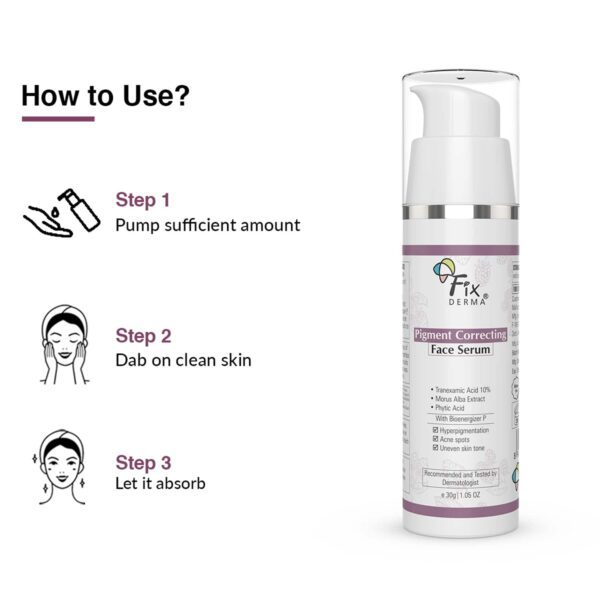 Fixderma 10% Tranexamic Acid Pigment Correcting Serum for Hyperpigmentation & Acne Spots (30 g) - Fixderma