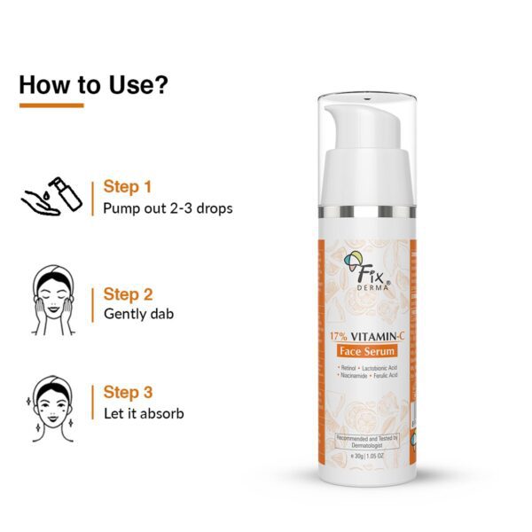 Fixderma 17% Vitamin C Anti Aging Night Face Serum for Glowing Skin (30 g) - Fixderma