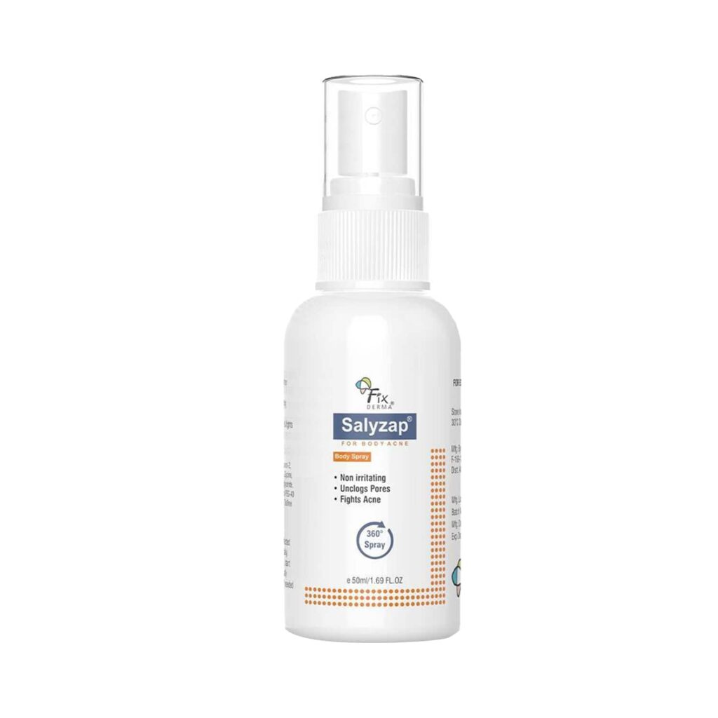 Fixderma 2% Salicylic Acid Salyzap Body Acne Spray for Acne on Back, Shoulders, Neck & Chest (50 ml) - Fixderma