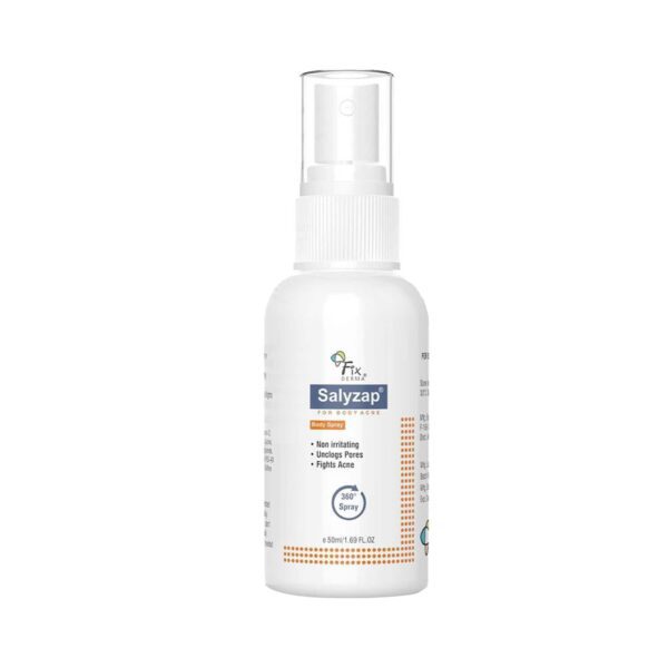 Fixderma 2% Salicylic Acid Salyzap Body Acne Spray for Acne on Back, Shoulders, Neck & Chest (50 ml) - Fixderma