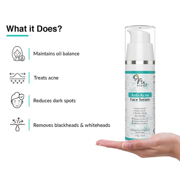 Fixderma 2% Salicylic Acid Serum for Anti Acne Treatment with 5% Azelaic Acid & 4% Mandelic (30 g) - Fixderma