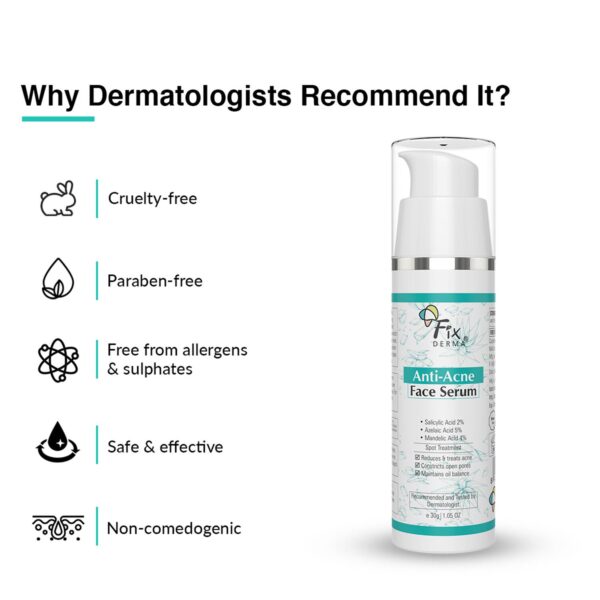 Fixderma 2% Salicylic Acid Serum for Anti Acne Treatment with 5% Azelaic Acid & 4% Mandelic (30 g) - Fixderma