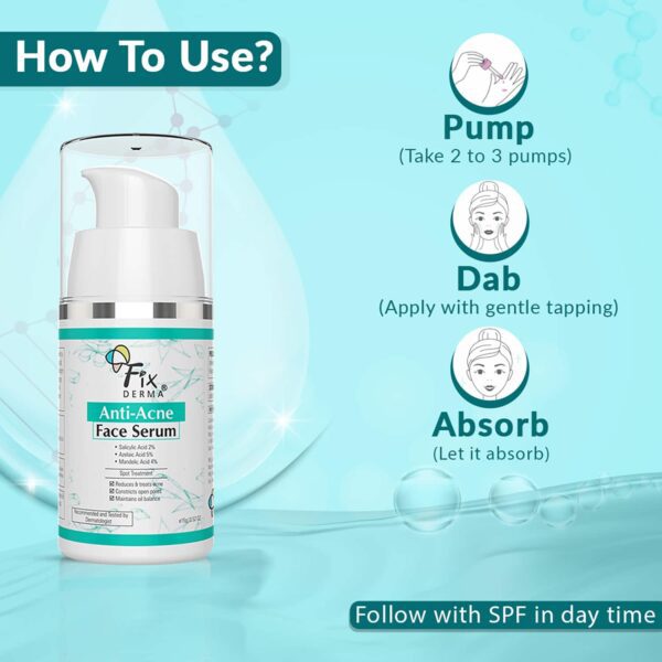 Fixderma 2% Salicylic Acid with 5% Azelaic Acid & 4% Mandelic Acid & Anti Acne Face Serum (15g) - Fixderma