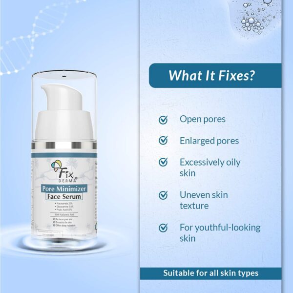 Fixderma 20% Niacinamide with 2.5% Glucosamine & Hyaluronic Acid for Face Pore Minimizer Serum (15g) - Fixderma