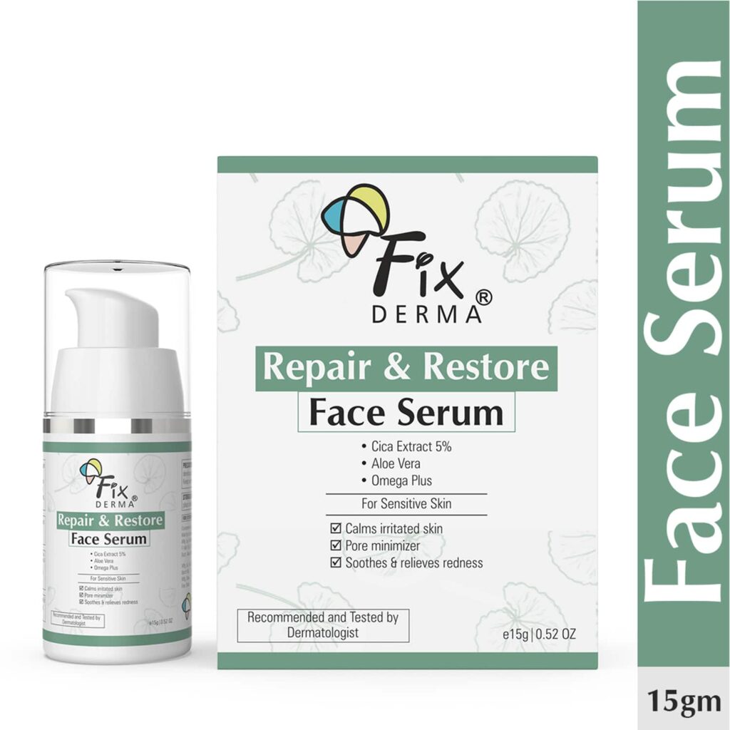 Fixderma 5% Cica Extract & Aloevera Face Serum Repair & Restore Glow Face Serum (15g) - Fixderma