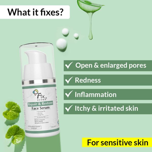 Fixderma 5% Cica Extract & Aloevera Face Serum Repair & Restore Glow Face Serum (15g) - Fixderma
