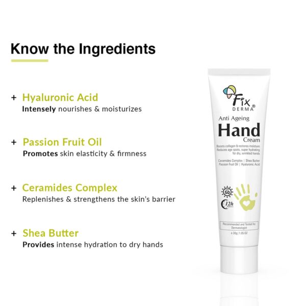 Fixderma Anti Aging Hand Cream for Dry And Rough Hands All Skins Types (30 g) - Fixderma