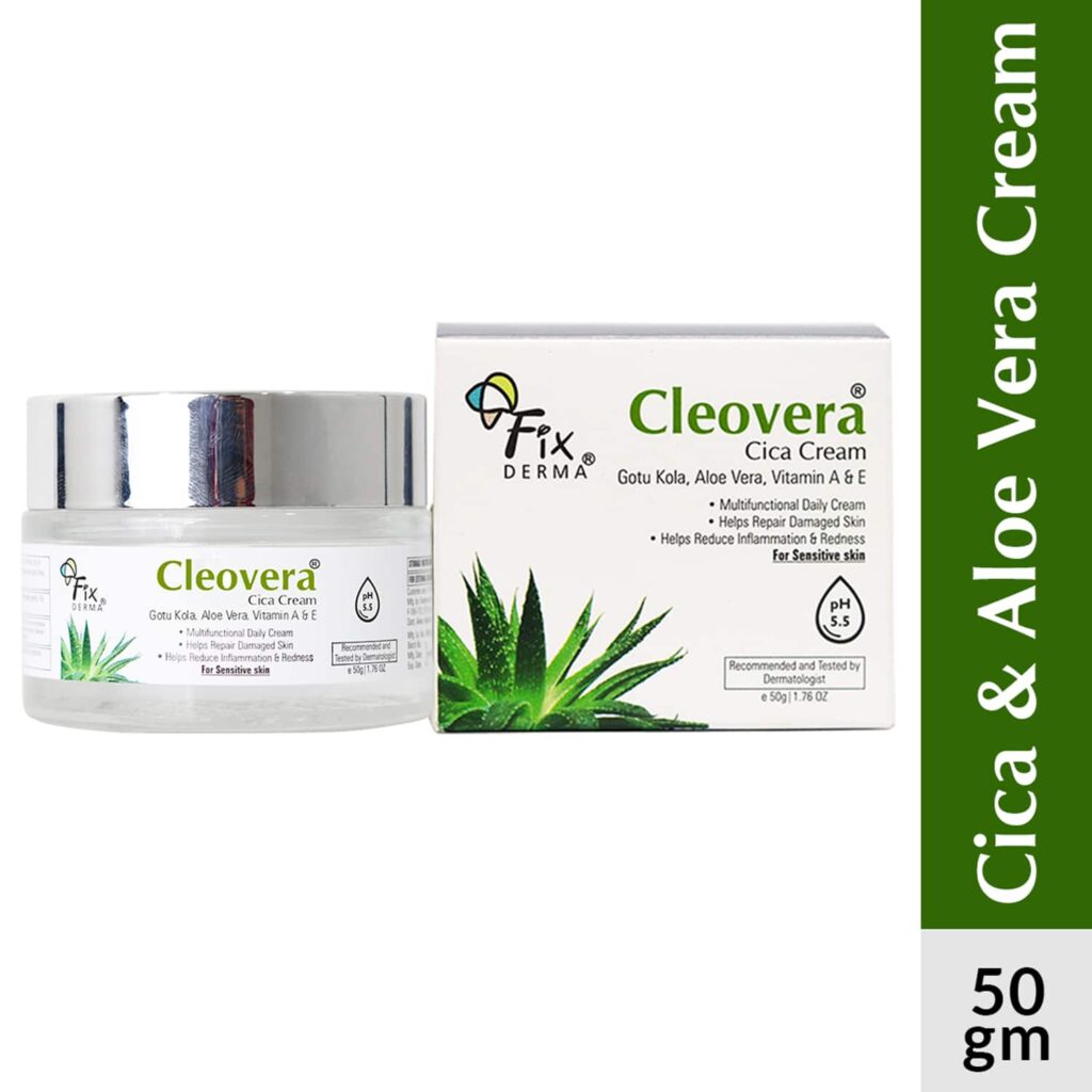 Fixderma Cleovera Cica Cream with Gotu Kola & Vitamin A for Damage Skin Repair Face Cream (50g) - Fixderma