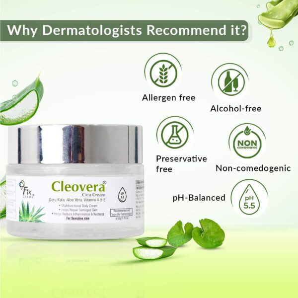 Fixderma Cleovera Cica Cream with Gotu Kola & Vitamin A for Damage Skin Repair Face Cream (50g) - Fixderma