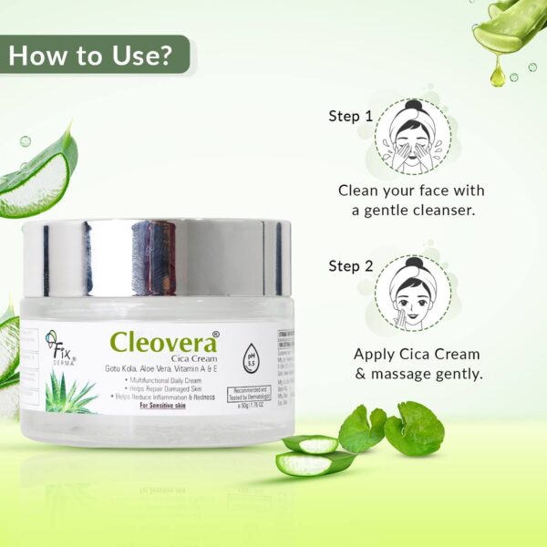 Fixderma Cleovera Cica Cream with Gotu Kola & Vitamin A for Damage Skin Repair Face Cream (50g) - Fixderma
