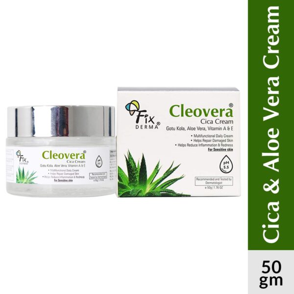 Fixderma Cleovera Cica Cream with Gotu Kola & Vitamin A for Damage Skin Repair Face Cream (50g) - Fixderma