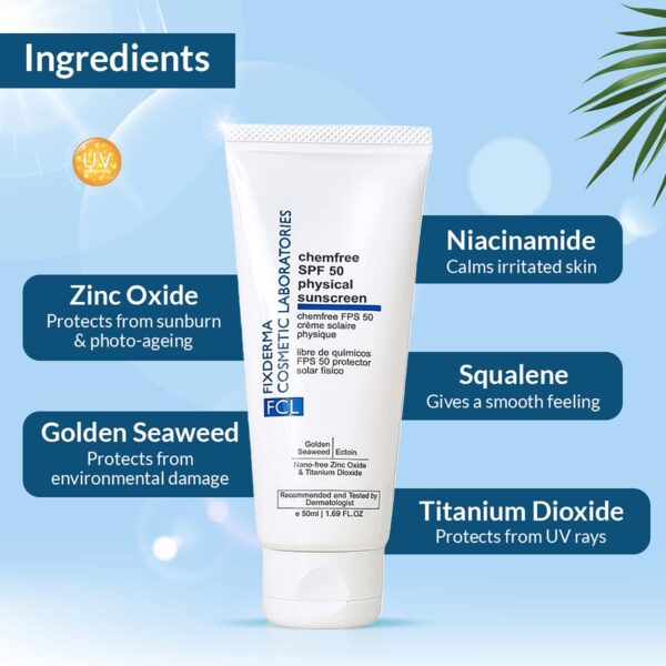Fixderma Cosmetic Laboratories Chemfree Physical Sunscreen SPF 50 (50ml) - Fixderma