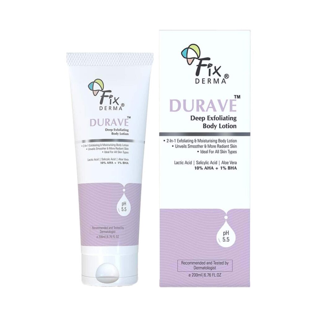 Fixderma Durave 10%AHA +1% BHA Deep Exfoliating Body Lotion with Lactic & 1% Salicylic Acid (200 ml) - Fixderma
