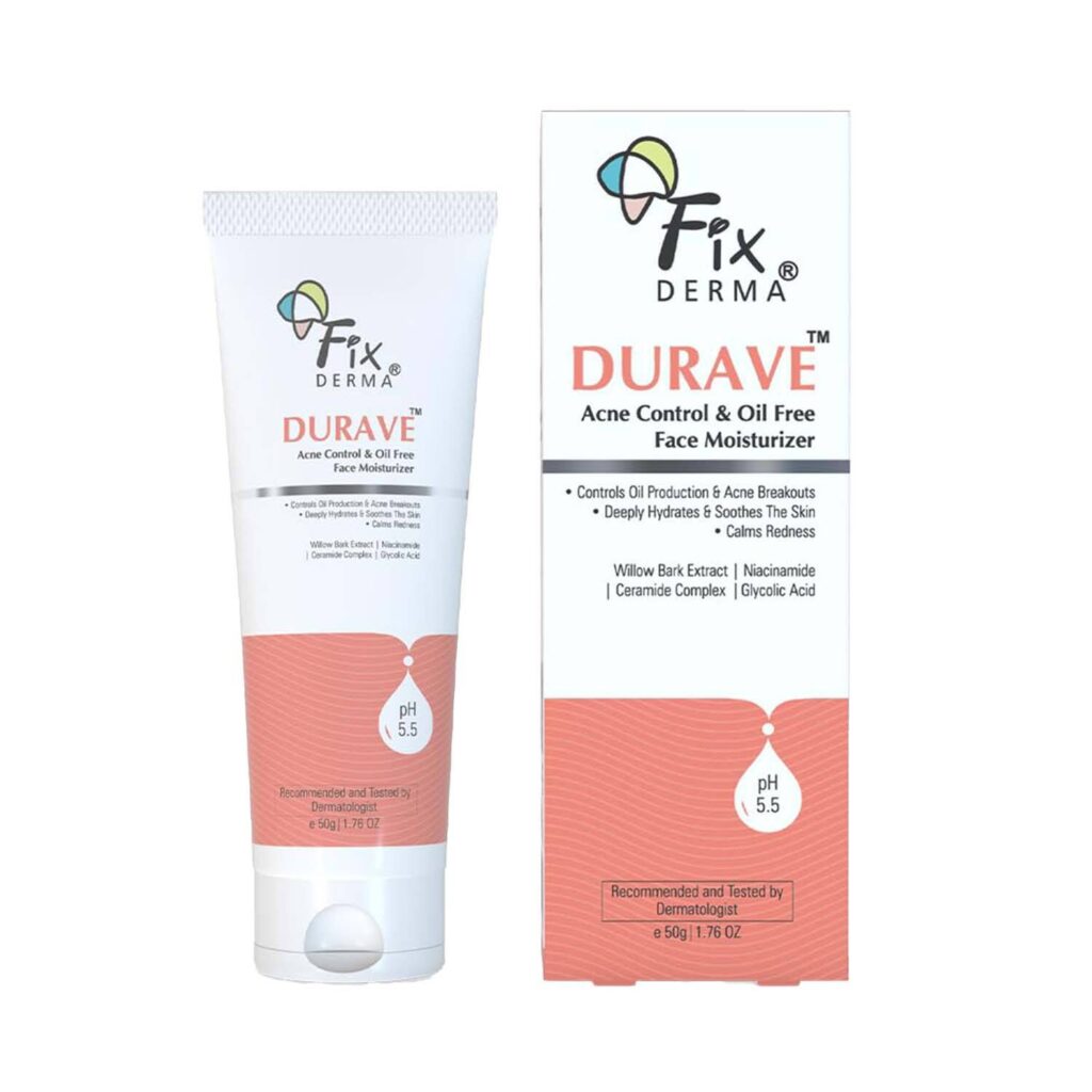 Fixderma Durave Acne Control & Oil Free Moisturizer for Face with Glycolic Acid Moisturiser (50 g) - Fixderma