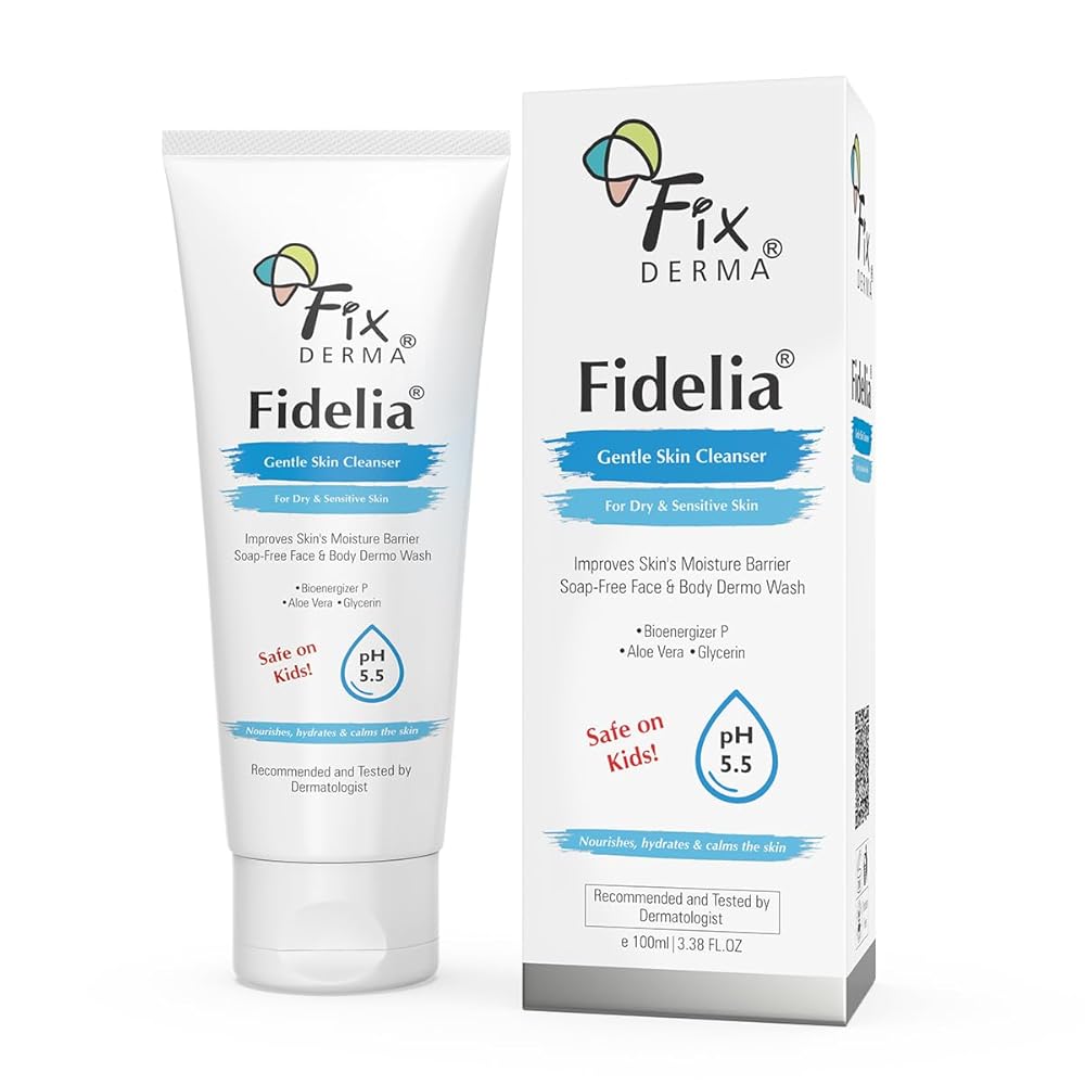 Fixderma Fidelia Gentle Skin Cleanser | Face Wash for Women | Body Wash for Men | Face & Body Wash for Dry & Sensitive Skin | Soap Free Face & Body Wash - 100Ml