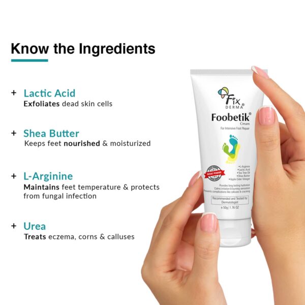 Fixderma Foobetik Heel Repair Foot Cream for Calloused or Chapped Skin (50 g) - Fixderma