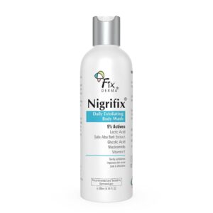 Fixderma Nigrifix Exfoliating Body Wash with 5% Actives (Lactic Acid, Glycolic Acid, Niacinamide Acid & Vitamin E) | Gentle Exfoliating Shower Gel | Improves Skin Tone | Body...