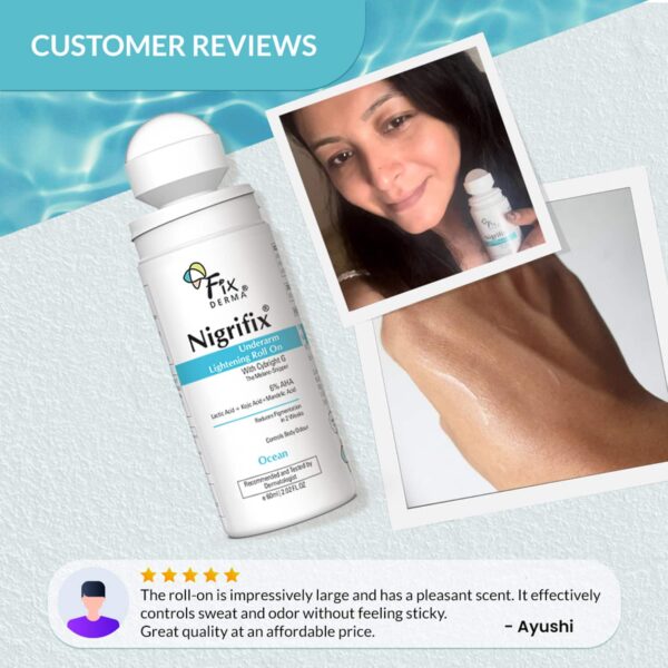 Fixderma Nigrifix Underarm Ocean Roll on - Brightens Skin & Exfoliates Underarm (60 ml) - Fixderma