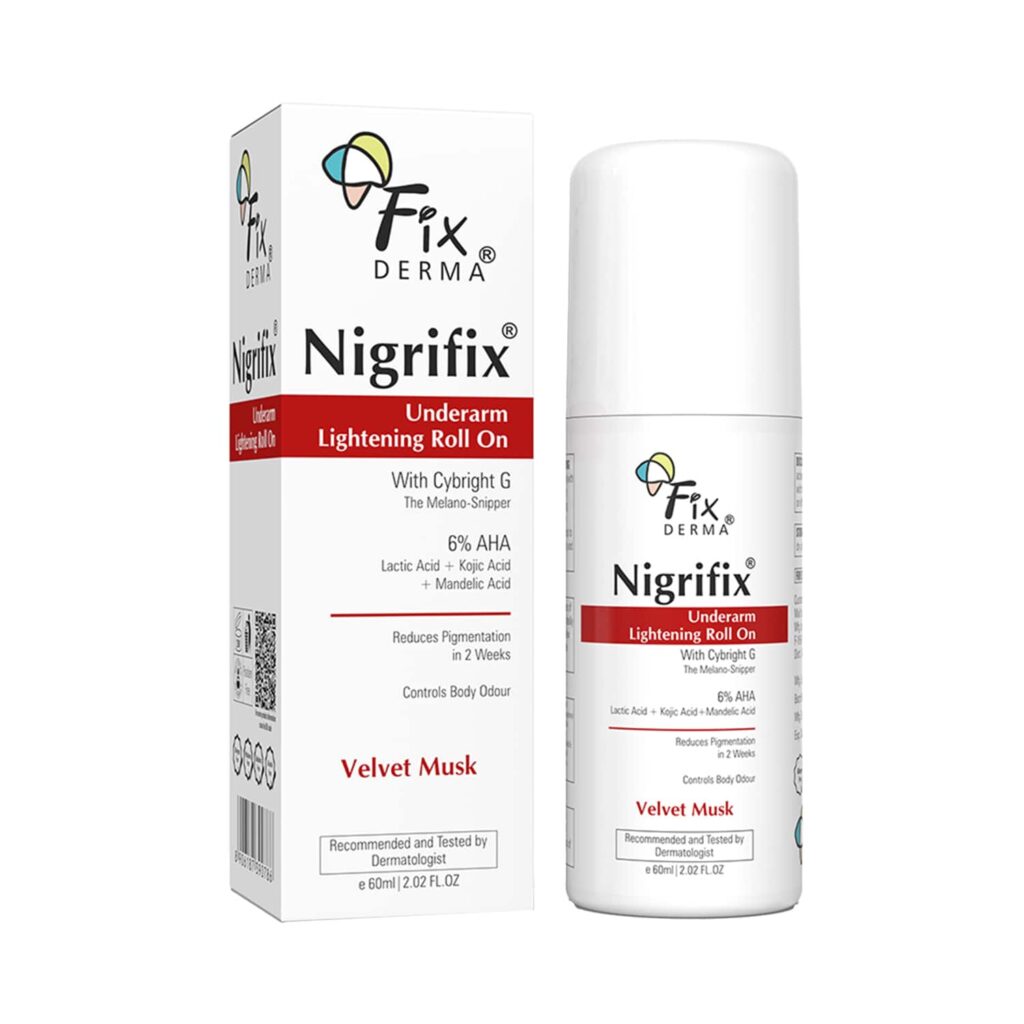 Fixderma Nigrifix Underarm Velvet Musk Roll on Brightens Skin & Exfoliates Underarm (60 ml) - Fixderma