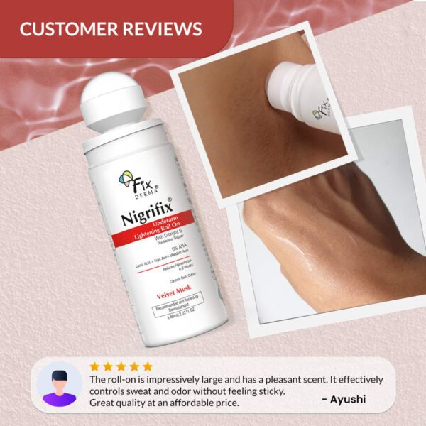 Fixderma Nigrifix Underarm Velvet Musk Roll on Brightens Skin & Exfoliates Underarm (60 ml) - Fixderma