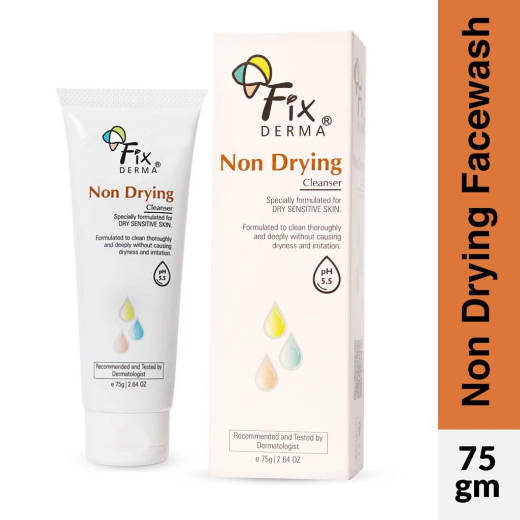 Fixderma Non Drying Cleanser Soap-Free & pH Balanced for Face Exfoliator Non-Irritating Skin (75 g) - Fixderma