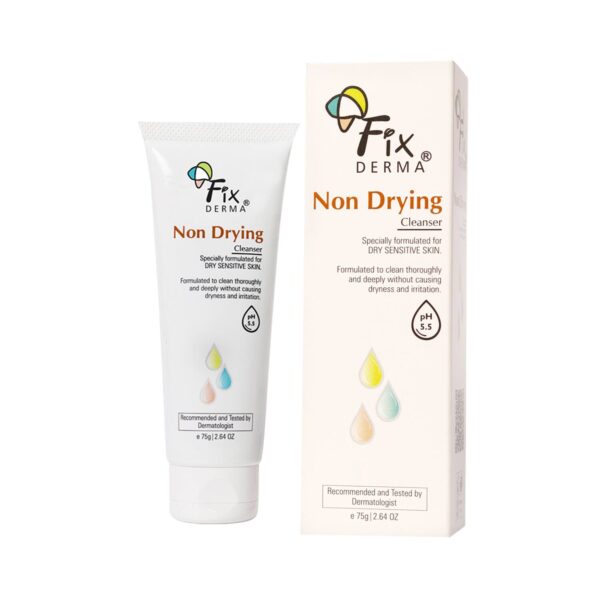 Fixderma Non Drying Cleanser Soap-Free & pH Balanced for Face Exfoliator Non-Irritating Skin (75 g) - Fixderma