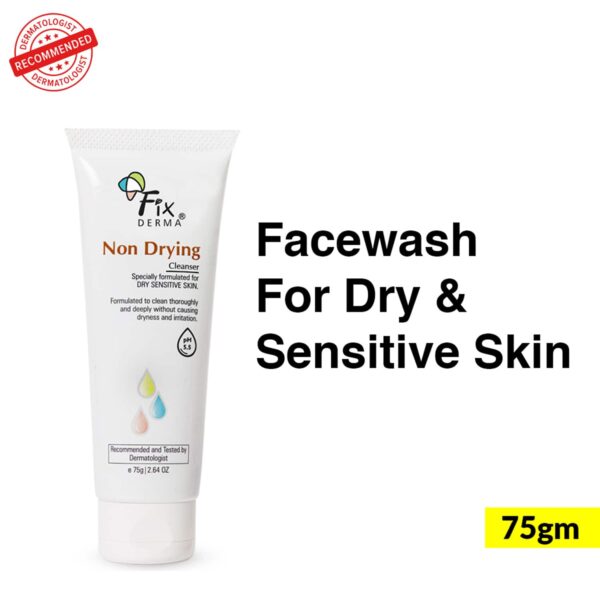 Fixderma Non Drying Cleanser Soap-Free & pH Balanced for Face Exfoliator Non-Irritating Skin (75 g) - Fixderma