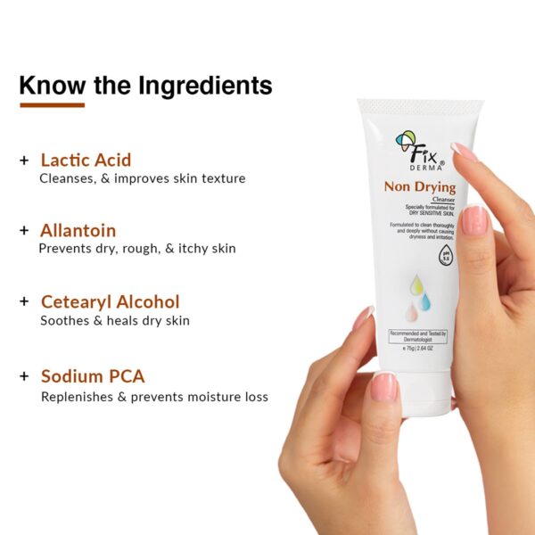 Fixderma Non Drying Cleanser Soap-Free & pH Balanced for Face Exfoliator Non-Irritating Skin (75 g) - Fixderma