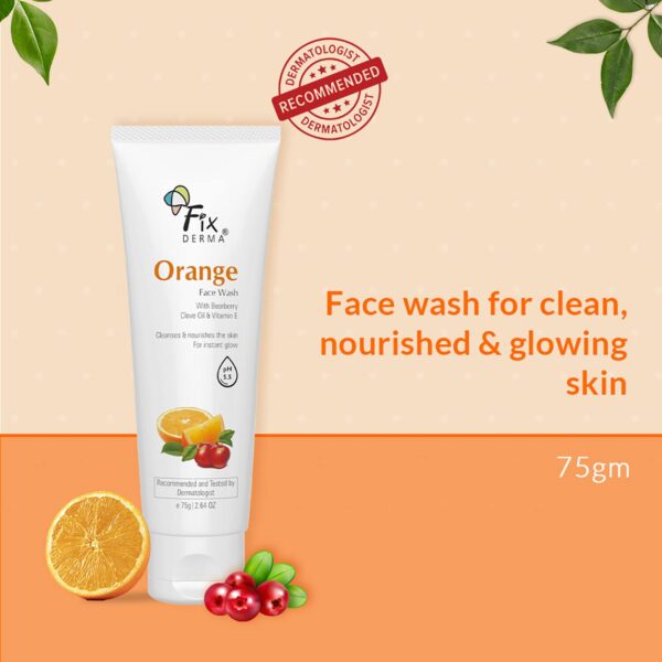 Fixderma Orange Facewash with Vitamin E & Bearberry for Tan Removal (75g) - Fixderma