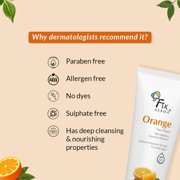 Fixderma Orange Facewash with Vitamin E & Bearberry for Tan Removal (75g) - Fixderma