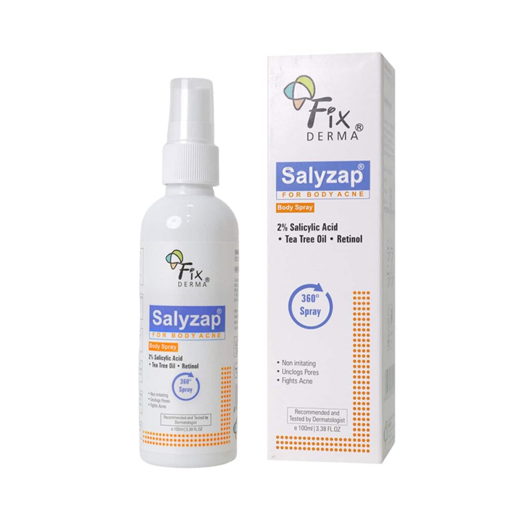 Fixderma Salyzap 2% Salicylic Acid Body Acne Spray For Acne on Back, Shoulders, Neck, Chest (100 ml) - Fixderma