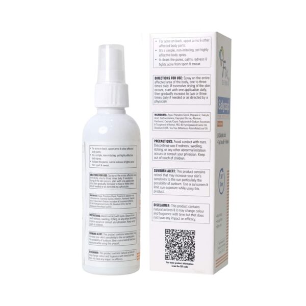 Fixderma Salyzap 2% Salicylic Acid Body Acne Spray For Acne on Back, Shoulders, Neck, Chest (100 ml) - Fixderma