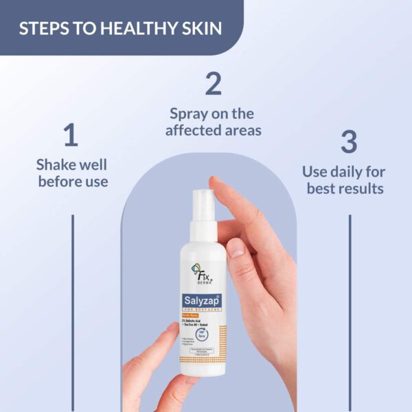 Fixderma Salyzap 2% Salicylic Acid Body Acne Spray For Acne on Back, Shoulders, Neck, Chest (100 ml) - Fixderma