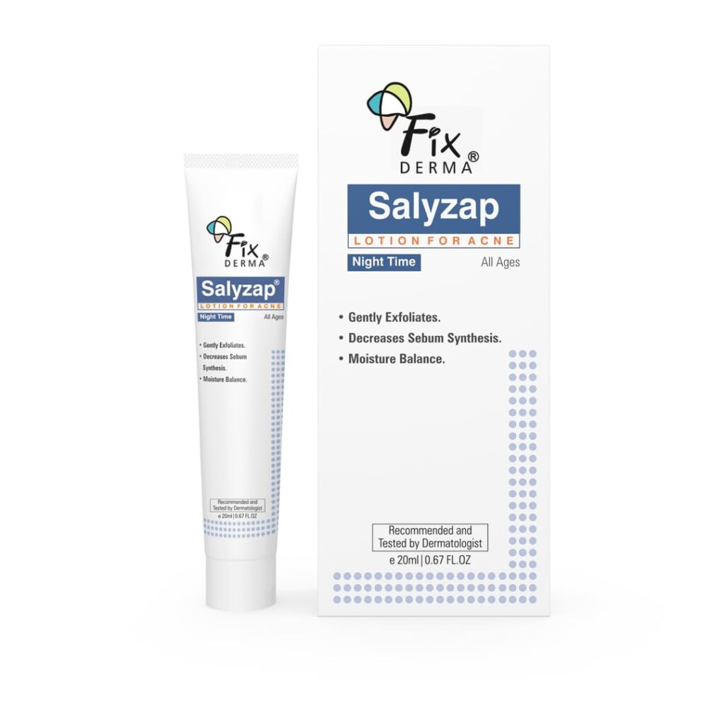 Fixderma Salyzap Lotion Night time, with Salicylic Acid Helps in Moisture Balance, For acne scars, pimples, Unclogs pores, Exfoliator, Soothes redness, Suitable for Oily and...