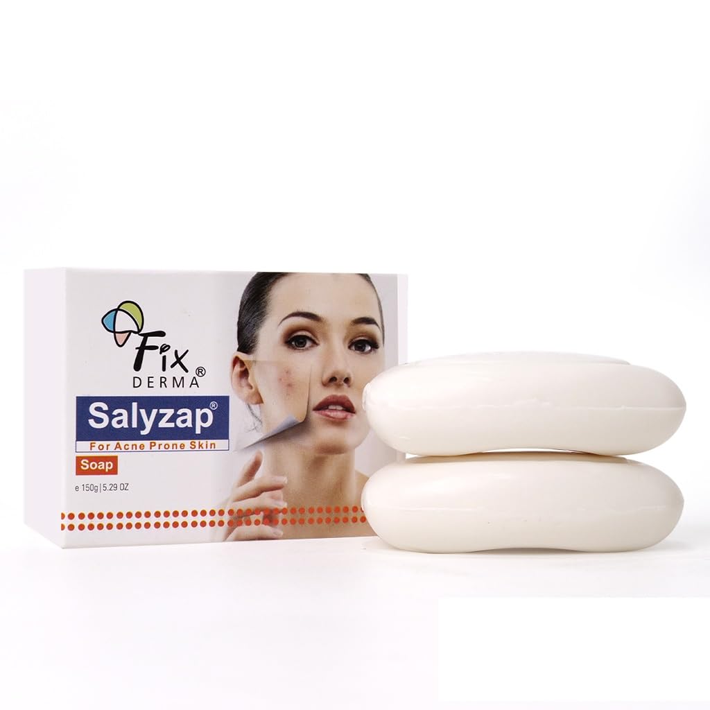 Fixderma Salyzap Soap with Salicylic Acid, Tea Tree Oil & Vitamin E for Acne-Prone & Oily Skin | Soap for Treating Acne | Paraben Free - 150gm (Pack of 2)