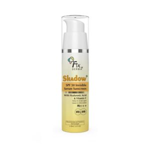 Fixderma Shadow Invisible Serum Sunscreen SPF 50+ PA+++ | Ultra Lightweight Transparent Sunscreen with Vitamin C & Hyaluronic Acid | No White Cast | For All Skin Types | For Men...