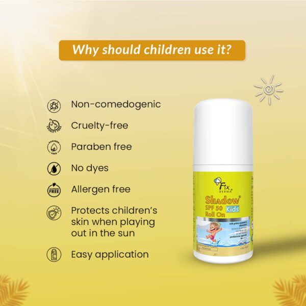 Fixderma Shadow Kids Roll On Sunscreen for Kids SPF 50 with Golden Seaweed & Phytosterol (30g) - Fixderma